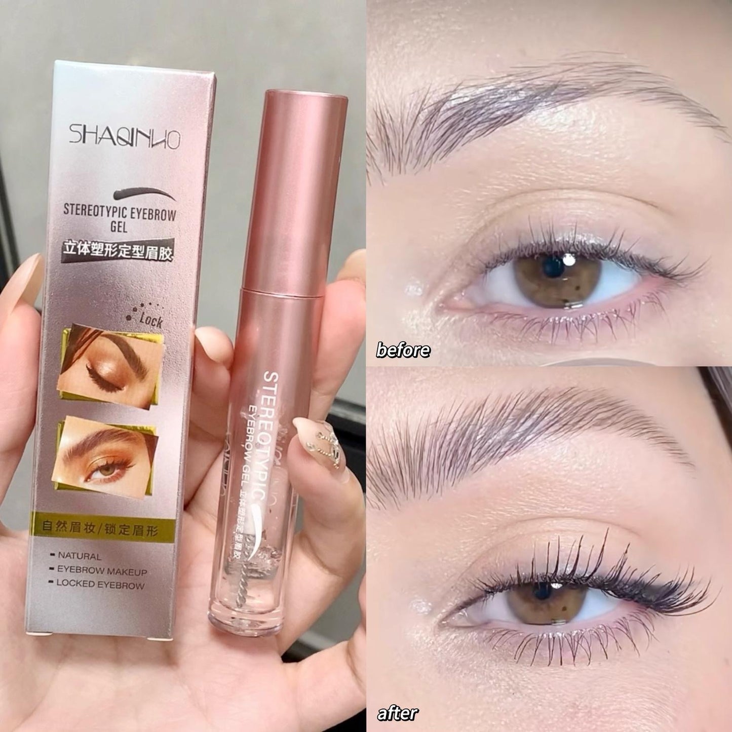 SHAQINUO Three-dimensional Shaping Eyebrow Gel Transparent Gel Create Natural Wild Eyebrow Long-lasting Makeup