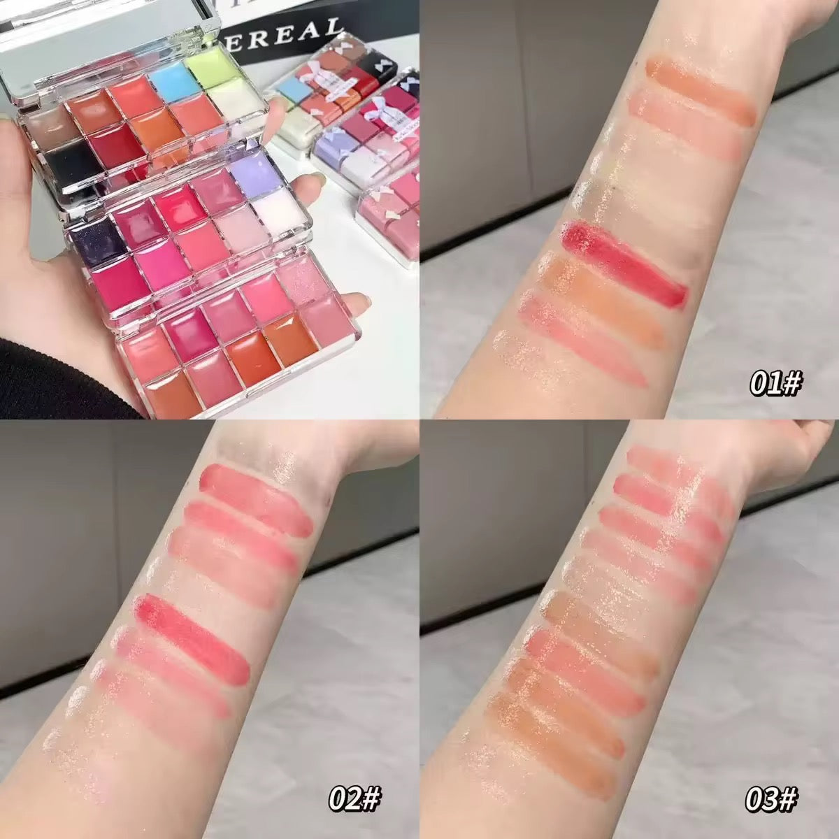 FLORETTE dupe Kekemood Lipgloss Pallete with applicator and mirror