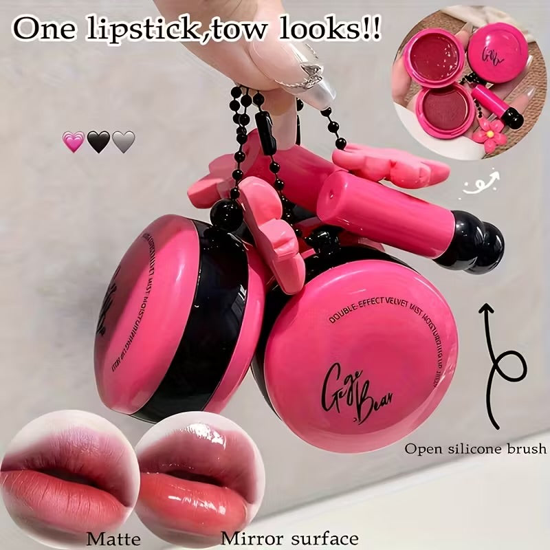 Gege bear Dual Lipstick + Lipgloss with applicator and charm
