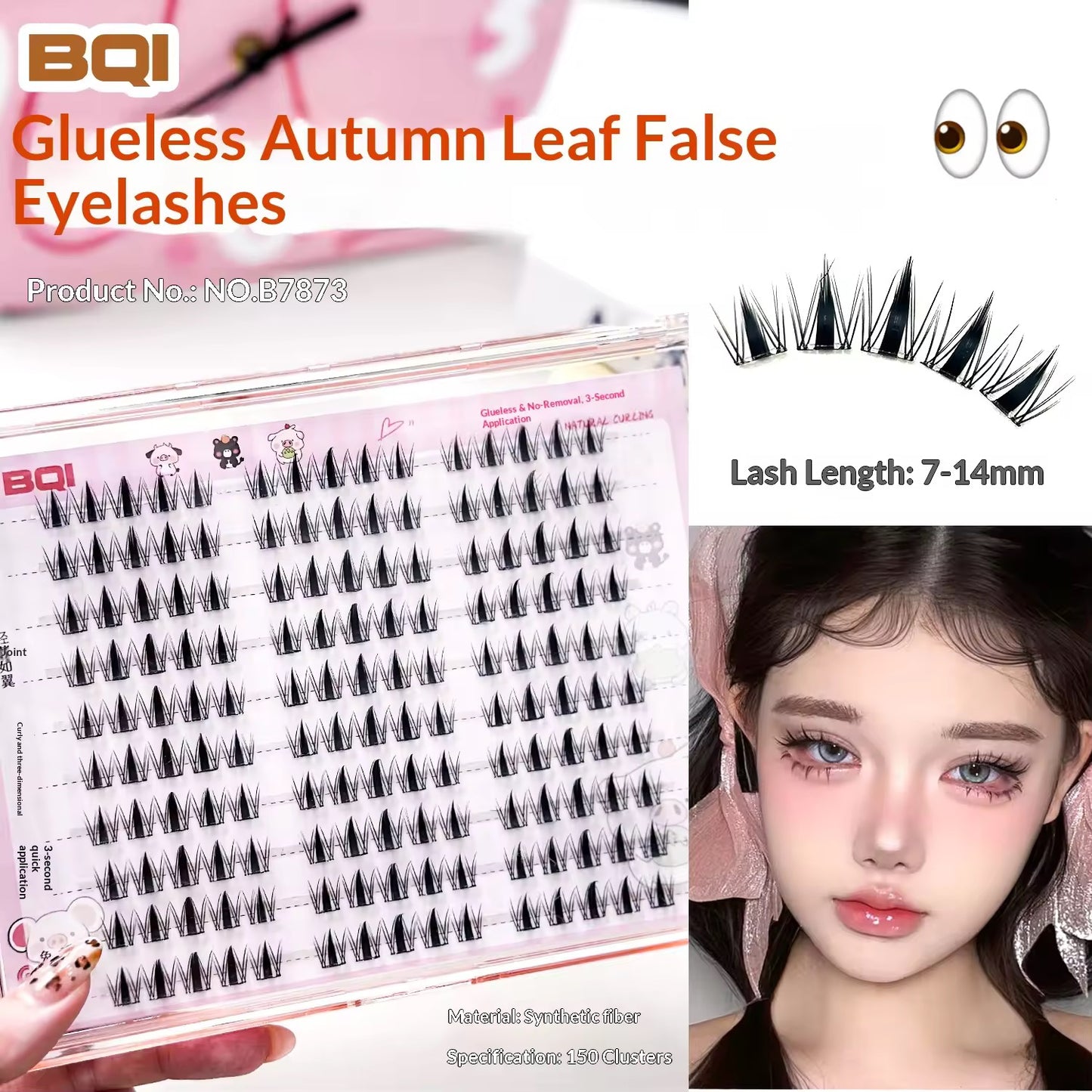 Bqi self adhesive Glue Free lashes