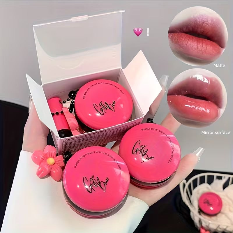 Gege bear Dual Lipstick + Lipgloss with applicator and charm