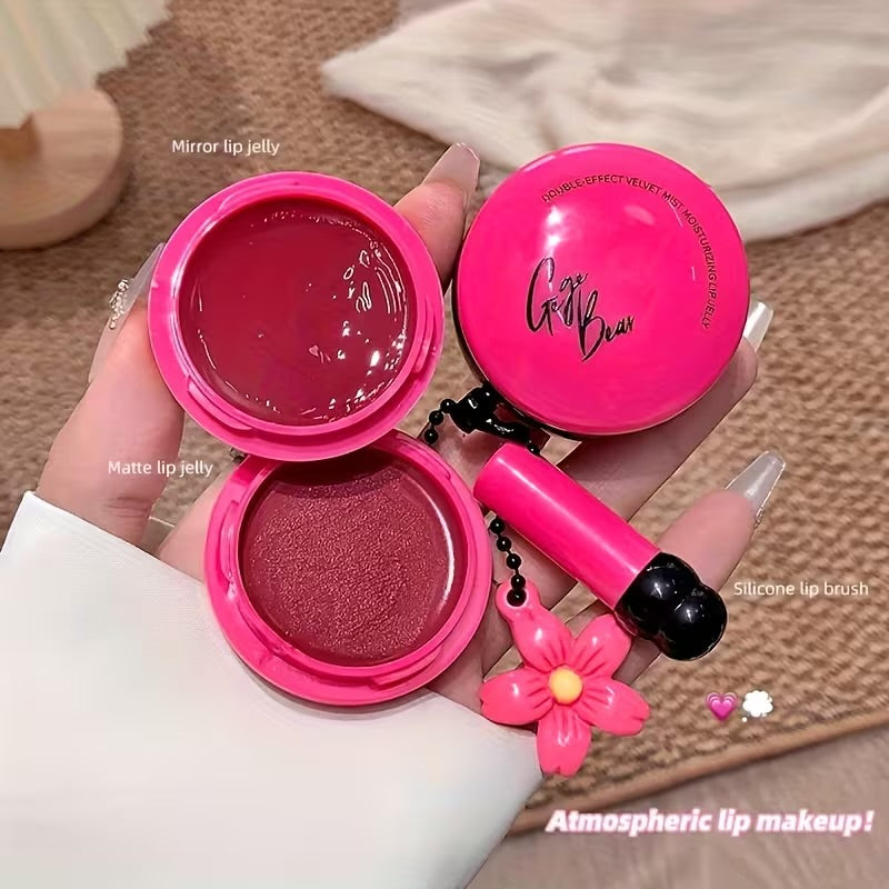 Gege bear Dual Lipstick + Lipgloss with applicator and charm