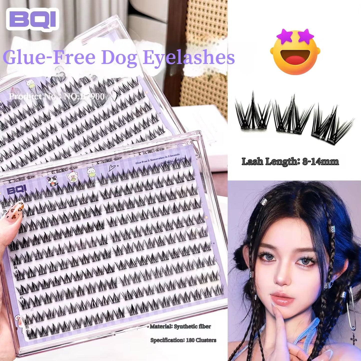 Bqi self adhesive Glue Free lashes